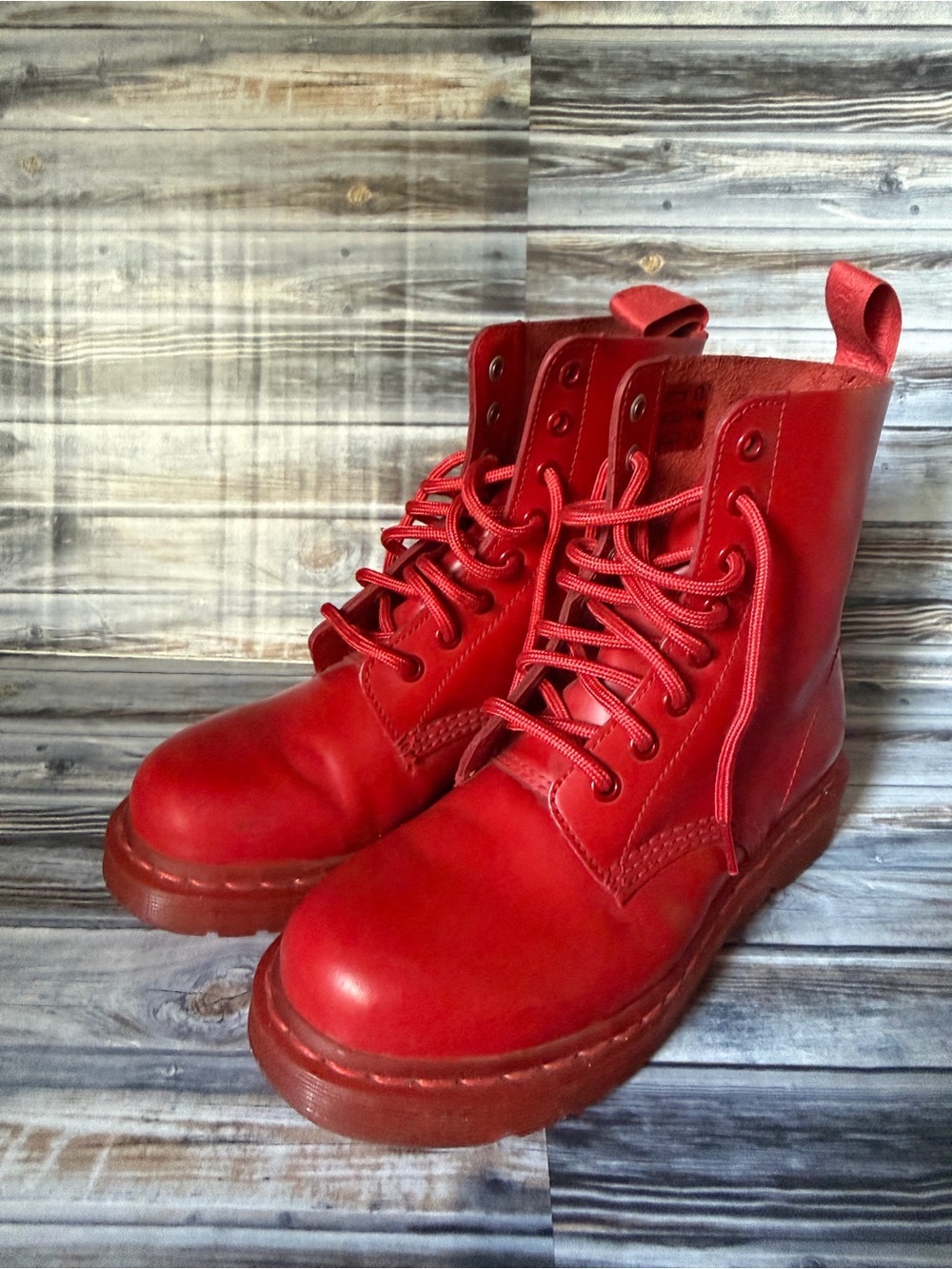 dr. martens 1460 Pascal Poppy Red Smooth boot Womens Size 6 - Picture 2 of 9